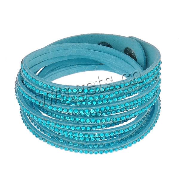 Pulsera Slake, cordón de lana, hierro cierre de presión, con diamantes de imitación & 2-sarta, más colores para la opción, 19mm, longitud:aproximado 16 Inch, Vendido por Sarta