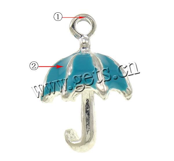 Zinc Alloy Tool Pendants, Umbrella, plated, enamel, more colors for choice, 14x20mm, Hole:Approx 2mm, Sold By PC