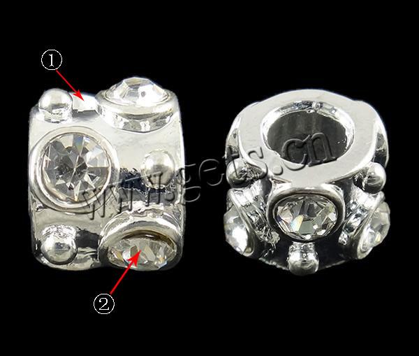 Strass Zink Legierung Europa Perlen, Zinklegierung, Zylinder, plattiert, Kundenindividuell & ohne troll, keine, 11x8mm, Bohrung:ca. 5mm, verkauft von PC