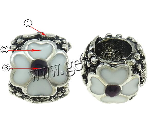 Enamel Zinc Alloy European Beads, Drum, plated, Customized & without troll & with rhinestone, more colors for choice, 10x7.7x11mm, Hole:Approx 5mm, Sold By PC