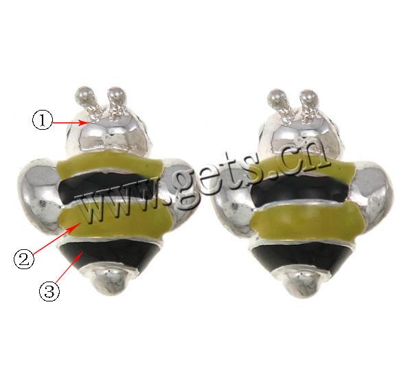 Enamel Zinc Alloy European Beads, Bee, plated, without troll, more colors for choice, 12.5x11x7mm, Hole:Approx 5mm, Sold By PC