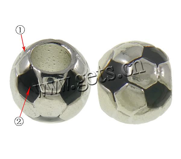 Enamel Zinc Alloy European Beads, Football, plated, Customized & without troll, more colors for choice, 11x9.5mm, Hole:Approx 5mm, Sold By PC