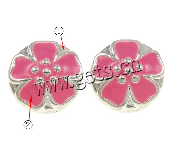 Enamel Zinc Alloy European Beads, Flower, plated, Customized & without troll, more colors for choice, 11x12mm, Hole:Approx 5mm, Sold By PC