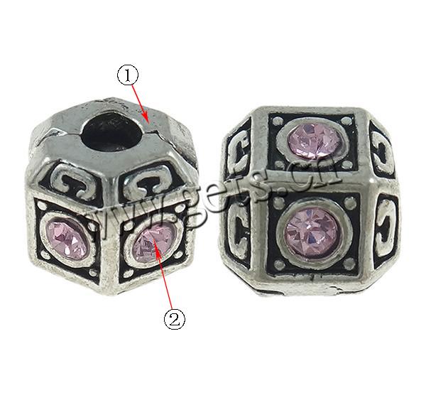 Zinc Alloy European Clip, Drum, plated, Customized & with rhinestone, more colors for choice, 12x10mm, Hole:Approx 4.5mm, Sold By PC