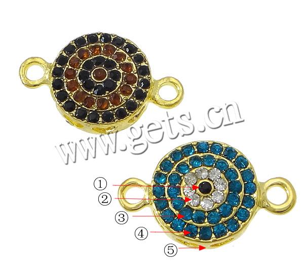 Evil Eye Jewelry Connector, Zinc Alloy, plated, with rhinestone & 1/1 loop, more colors for choice, cadmium free, 25x15x6mm, Hole:Approx 3mm, Sold By PC