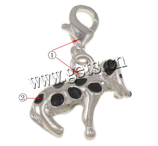 Zinc Alloy Lobster Clasp Charm, Dog, plated, Customized & enamel, more colors for choice, 19x6.5x29mm, Hole:Approx 4mm, Sold By PC