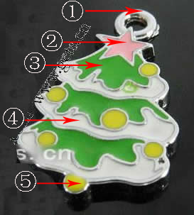 Zinc Alloy Christmas Pendants, Christmas Tree, plated, Christmas jewelry & enamel, more colors for choice, 26x15x2mm, Hole:Approx 2mm, Sold By PC