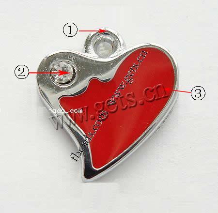 Zinc Alloy Enamel Pendants, Heart, plated, more colors for choice, 13x13x2mm, Hole:Approx 1.5mm, Sold By PC