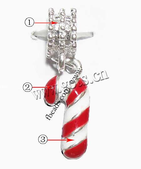 Europa Weihnachtsanhänger, Zinklegierung, Weihnachten Zuckerstange, plattiert, Weihnachtsschmuck & ohne troll & Emaille, keine, 19x8x3.5mm, Bohrung:ca. 4.5mm, Länge:31 , verkauft von PC