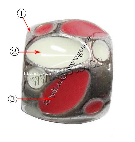 Пандора бусины сплава цинка эмаль, цинковый сплав, Цилиндрическая форма, Другое покрытие, без Тролль & крупное отверстие, Много цветов для выбора, 9x10mm, отверстие:Приблизительно 5mm, продается PC
