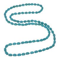 Collier Bijoux en turquoise, turquoise synthétique, tambour, 2 fils, bleu Environ 47 pouce, Vendu par brin