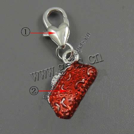 Zinc Alloy Enamel Pendants, zinc alloy lobster clasp, Handbag, plated, more colors for choice, 15x9x4.5mm, Hole:Approx 5mm, Sold By PC