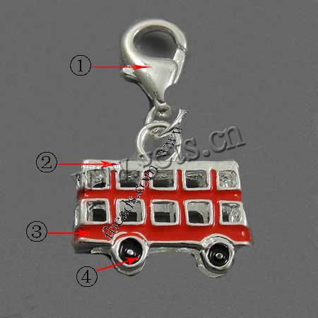 Zinc Alloy Enamel Pendants, brass lobster clasp, Bus, plated, more colors for choice, 17x11x6mm, Sold By PC