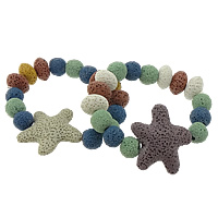 Pulsera en Abalorios de Lava, con Hilo elástico, Estrella de Mar, más colores para la opción, 40x40x11mm, 12mm, longitud:aproximado 7 Inch, Vendido por Sarta