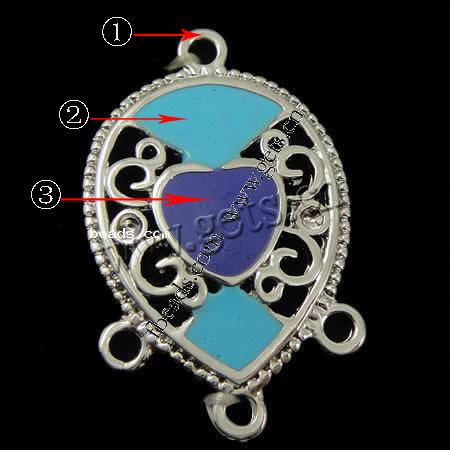 Enamel Zinc Alloy Connector, Teardrop, plated, with rhinestone, more colors for choice, 28x20x2mm, Hole:Approx 3mm, Sold By PC