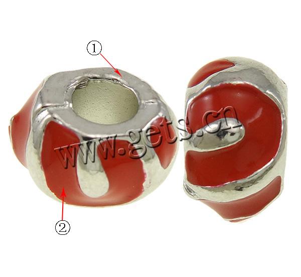 Enamel Zinc Alloy European Beads, Drum, plated, Customized & without troll, more colors for choice, nickel, lead & cadmium free, 11x12x7.5mm, Hole:Approx 5mm, Sold By PC