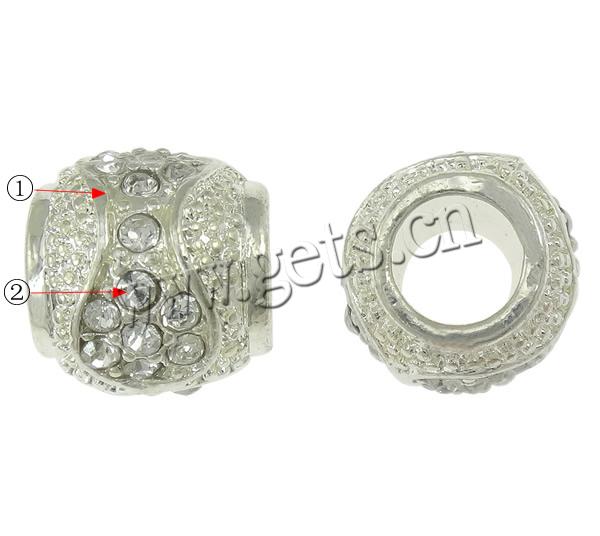 Strass Zink Legierung Europa Perlen, Zinklegierung, oval, plattiert, ohne troll & mit Strass, keine, frei von Kadmium, 10.5x11mm, Bohrung:ca. 5mm, verkauft von PC