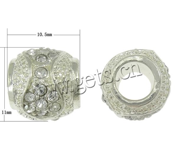 Strass Zink Legierung Europa Perlen, Zinklegierung, oval, plattiert, ohne troll & mit Strass, keine, frei von Kadmium, 10.5x11mm, Bohrung:ca. 5mm, verkauft von PC