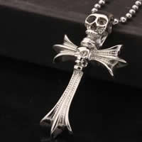 Stainless Steel Cross Pendants, 316L Stainless Steel, Skull Cross, original color Approx 3-5mm 