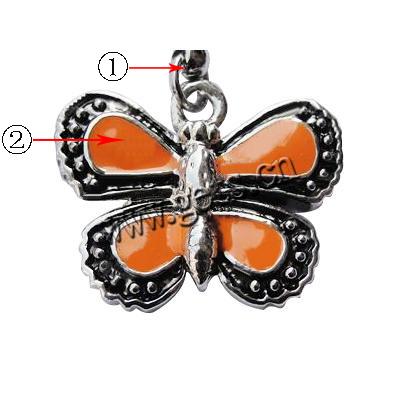 Zinc Alloy Enamel Pendants, Butterfly, plated, more colors for choice, 17x19mm, Hole:Approx 2mm, Sold By PC