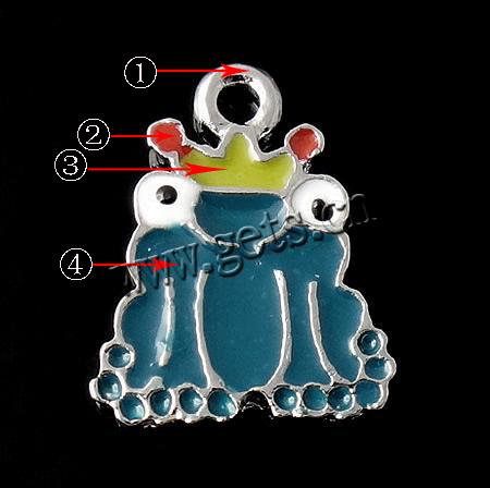 Zinc Alloy Enamel Pendants, Frog, plated, more colors for choice, 11.5x13x1.5mm, Hole:Approx approx 1.5mm, Sold By PC