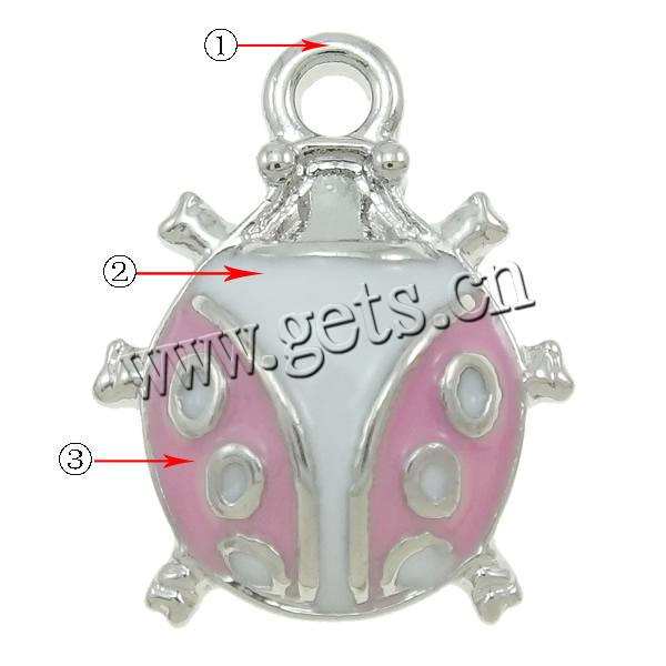 Zinc Alloy Enamel Pendants, Ladybug, plated, more colors for choice, 15x12mm, Sold By PC