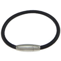 Bracelets de cuir de vachette, cuir de peau de vache, avec Acier inoxydable 316, acier inoxydable fermoir magnétique, longueur différente pour le choix, plus de couleurs à choisir, 5mm, Vendu par brin