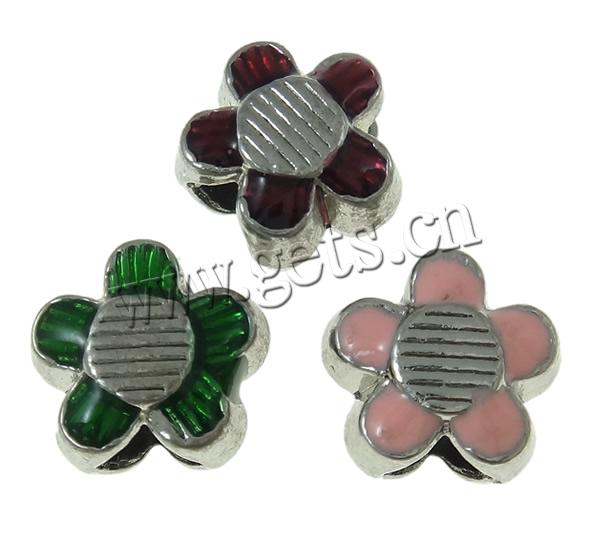 Enamel Zinc Alloy European Beads, Flower, plated, Customized & without troll, more colors for choice, nickel, lead & cadmium free, 11x10x8mm, Hole:Approx 5mm, Sold By PC