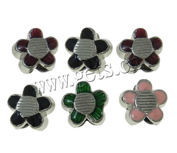 Enamel Zinc Alloy European Beads, Flower, plated, Customized & without troll, more colors for choice, nickel, lead & cadmium free, 11x10x8mm, Hole:Approx 5mm, Sold By PC