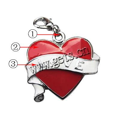 Zinc Alloy Enamel Pendants, zinc alloy lobster clasp, Heart, plated, more colors for choice, 28x30mm, Hole:Approx 2mm, Sold By PC