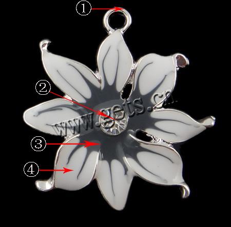 亜鉛合金花模様のペンダント, 亜鉛合金, 花形, メッキ, エナメル & ライン石のある, 無色, 穴:約 2mm, 売り手 パソコン