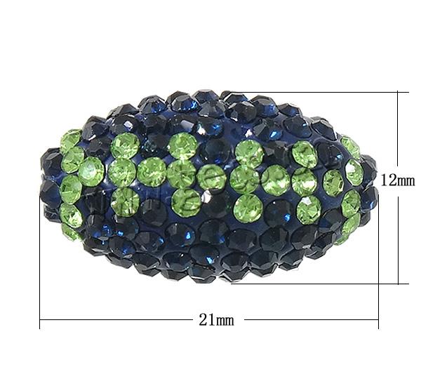 Perles d'argile Pave strass, Clay Pave, ovale, avec 200 pcs strass, plus de couleurs à choisir, 21x12x12mm, Trou:Environ 2mm, Vendu par PC