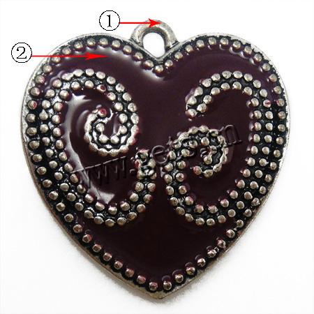 Zinc Alloy Enamel Pendants, Heart, plated, more colors for choice, nickel, lead & cadmium free, 29x28x2mm, Hole:Approx 2mm, Sold By PC