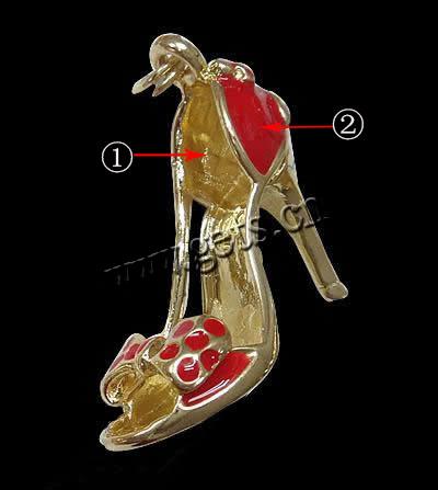 Zinklegierung Schuhe Anhänger, mit Emaille, plattiert, Emaille, keine, 37x14x8mm, Bohrung:ca. 6mm, verkauft von PC