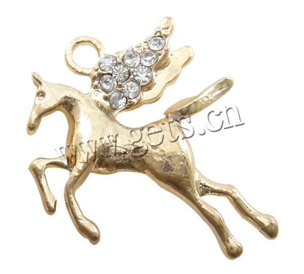 Zinc Alloy Animal Pendants, Horse, plated, Customized & with rhinestone, more colors for choice, nickel, lead & cadmium free, 21x25mm, Hole:Approx 2mm, Sold By PC