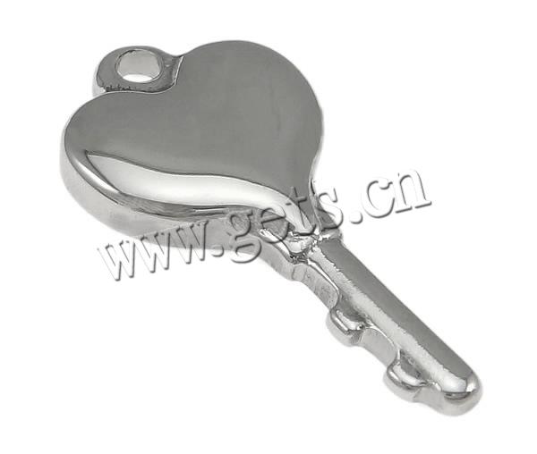 Stainless Steel Tag Charm, Key, Customized, original color, 11x22x3mm, Hole:Approx 1.7mm, Sold By PC