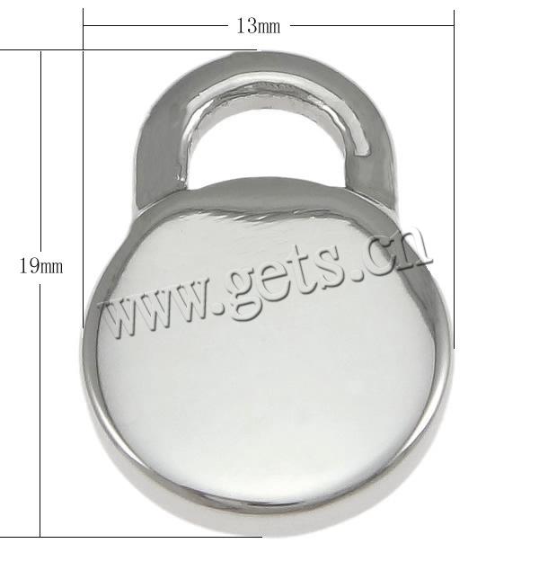 Stainless Steel Tag Charm, Lock, Customized, original color, 13x19x3mm, Hole:Approx 5x3.6mm, 200PCs/Lot, Sold By Lot