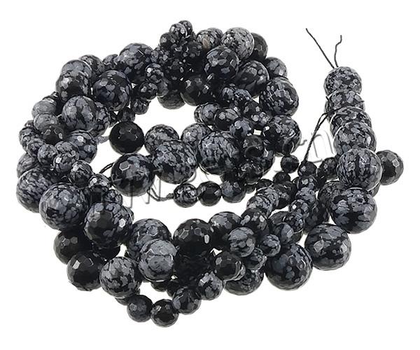 Snowflake Obsidian Bead, Round, different size for choice & faceted, Length:Approx 15 Inch, Sold By Strand