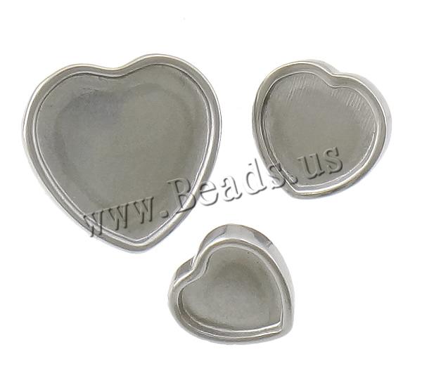 304 Stainless Steel Button Findings, Heart, different size for choice, original color, Hole:Approx 4mm, Sold By PC