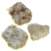 quartz clair Pendentif, avec laiton, dorure, 10-50mm Environ 2mm, Vendu par PC