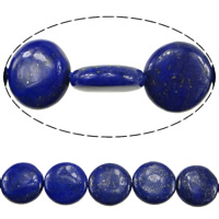 Natürlichen Lapislazuli Perlen, natürlicher Lapislazuli, flache Runde, Bohrung:ca. 1mm, Länge:15.5 ZollInch, 13StrangStrang/kg, ca. 21PCs/Strang, verkauft von kg