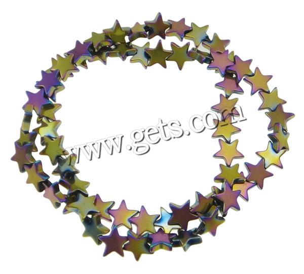 Las Perlas De Hematites Sin Magnético, Hematita no magnética, Estrella, chapado en colorido, diverso tamaño para la opción & Modificado para requisitos particulares, más colores para la opción, agujero:aproximado 0.5-1mm, longitud:aproximado 15.7 Inch, Vendido por Sarta