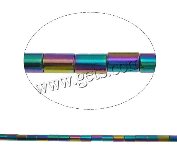 Nicht magnetische Hämatit Perlen, Non- magnetische Hämatit, Rohr, bunte Farbe plattiert, Kundenindividuell, keine, Bohrung:ca. 0.5-1mm, Länge:ca. 15.7 ZollInch, verkauft von Strang