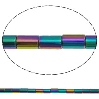 Nicht magnetische Hämatit Perlen, Non- magnetische Hämatit, Rohr, bunte Farbe plattiert, Kundenindividuell, keine, Bohrung:ca. 0.5-1mm, Länge:ca. 15.7 ZollInch, verkauft von Strang