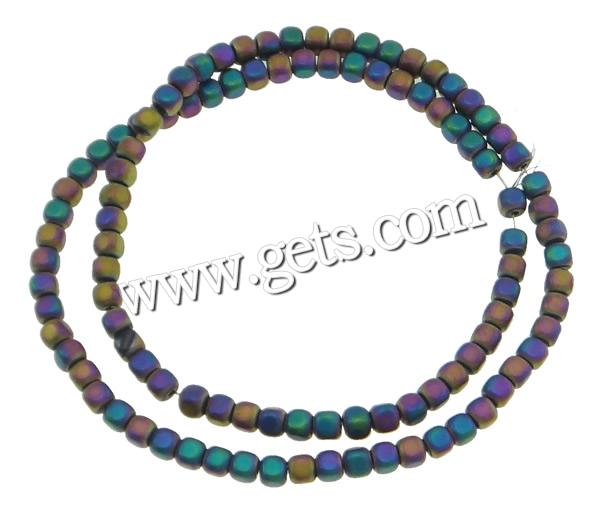 Non Magnetic Hematite Beads, Cube, colorful plated, different size for choice & Customized & frosted, more colors for choice, Hole:Approx 0.5-1mm, Length:Approx 15.7 Inch, Sold By Strand