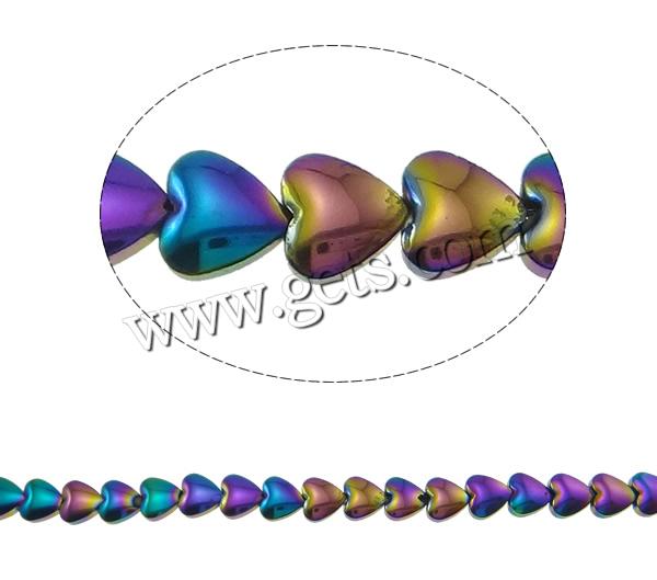 Не магнитные бусы из гематита, Немагнитный гематит, Сердце, разноцветная плакировка, разный размер для выбора & Индивидуальные, Много цветов для выбора, отверстие:Приблизительно 0.5-1mm, длина:Приблизительно 15.7 дюймовый, продается Strand