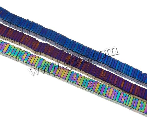 Nicht magnetische Hämatit Perlen, Non- magnetische Hämatit, Quadrat, bunte Farbe plattiert, verschiedene Größen vorhanden & Kundenindividuell, keine, Bohrung:ca. 0.5-1mm, Länge:ca. 15.7 ZollInch, verkauft von Strang