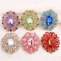 Broche en alliage zinc avec stras, alliage de zinc, fleur, Plaqué de couleur d'or rose, avec strass, plus de couleurs à choisir, sans plomb et nickel Vendu par PC