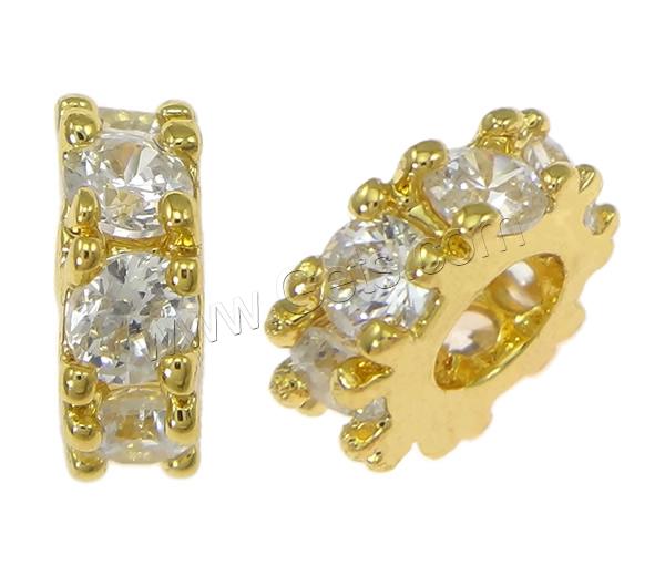 Cuentas Zirconia micro pavimenta cúbicos, metal, Donut, chapado, micro arcilla de zirconia cúbica & agujero largo, más colores para la opción, 3x8x2.5mm, agujero:aproximado 4mm, Vendido por UD