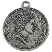 Zinklegierung Denkgeld Anhänger, Münze, plattiert, keine, 21x23x1mm, Bohrung:ca. 2mm, ca. 475PCs/kg, verkauft von kg